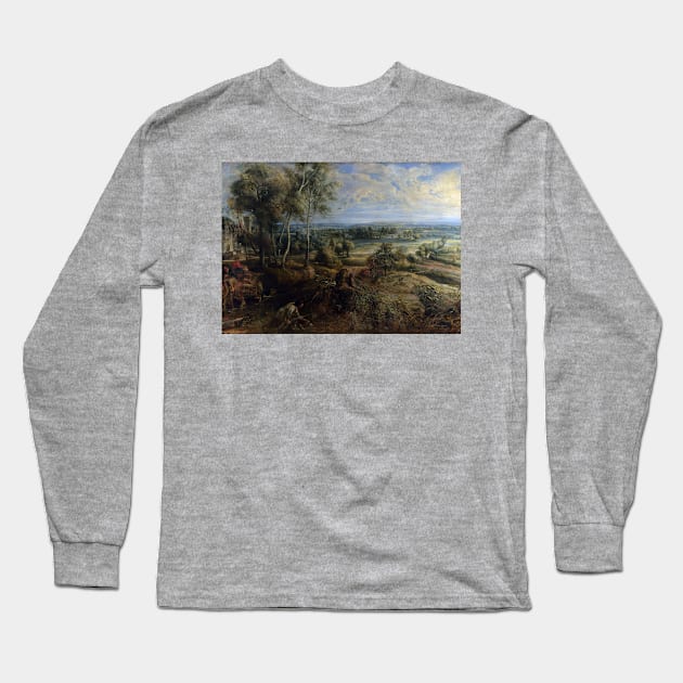 A View of Het Steen in the Early Morning by Peter Paul Rubens Long Sleeve T-Shirt by Amanda1775